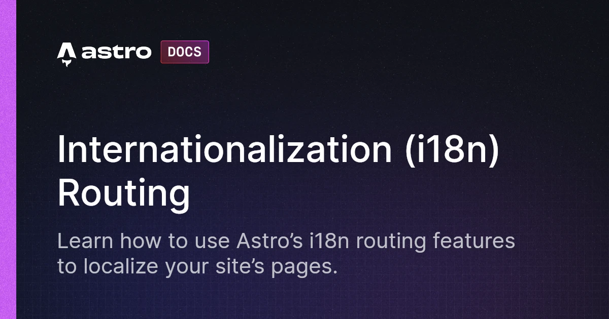 Internationalization (i18n) Routing | Docs